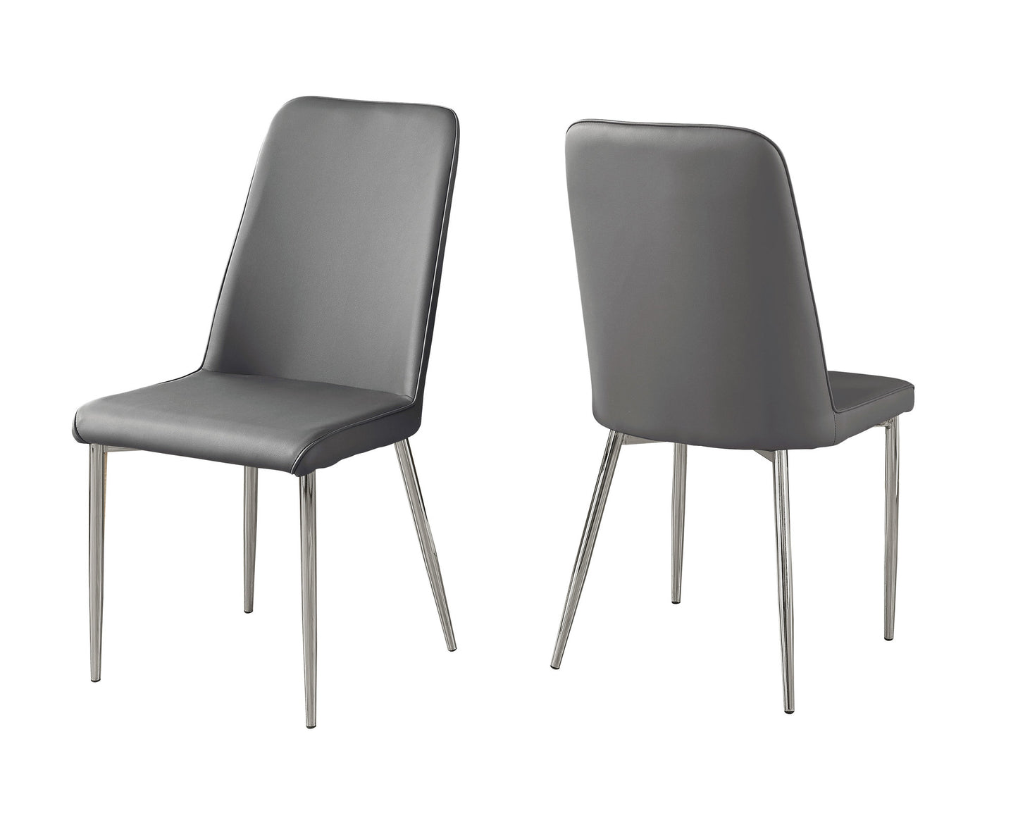 Set of Two Black And Silver Upholstered Faux Leather Dining Side Chairs