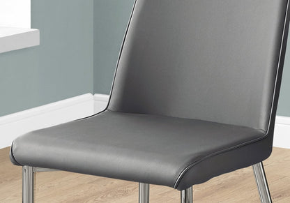 Set of Two White And Silver Upholstered Faux Leather Dining Side Chairs