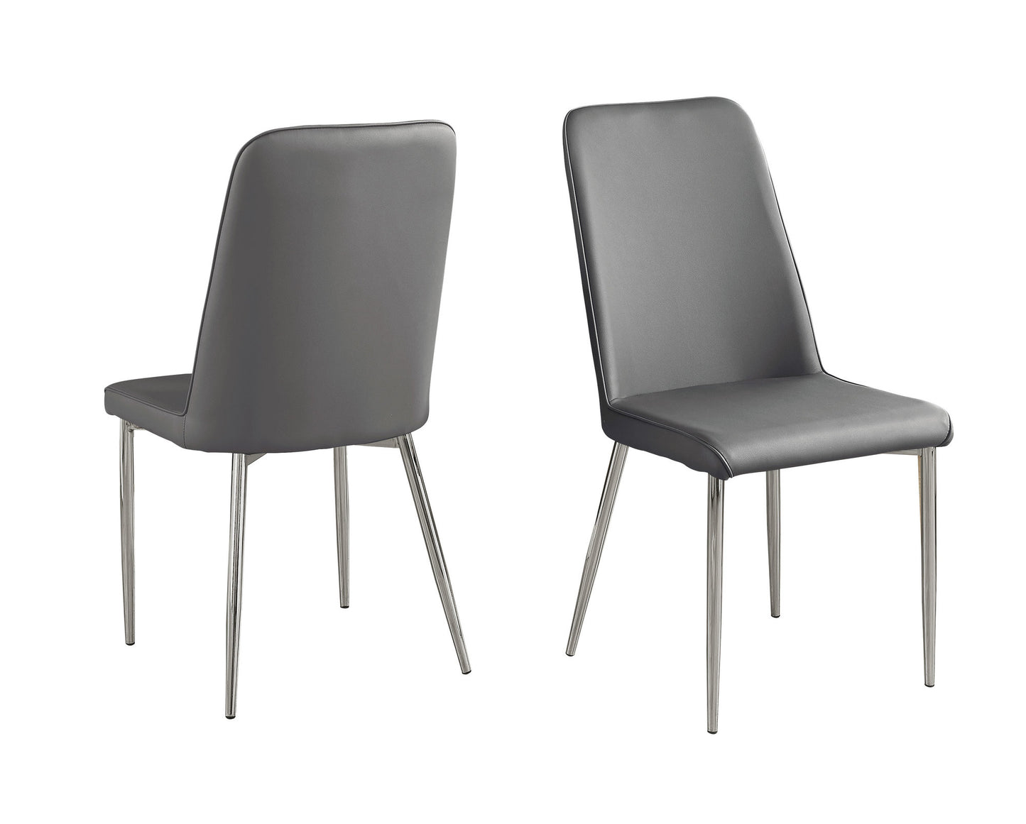 Set of Two Black And Silver Upholstered Faux Leather Dining Side Chairs