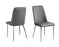 Set of Two White And Silver Upholstered Faux Leather Dining Side Chairs