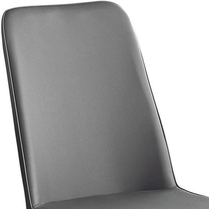 Set of Two Black And Silver Upholstered Faux Leather Dining Side Chairs