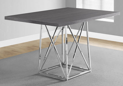 48" Taupe And Silver Metal Dining Table