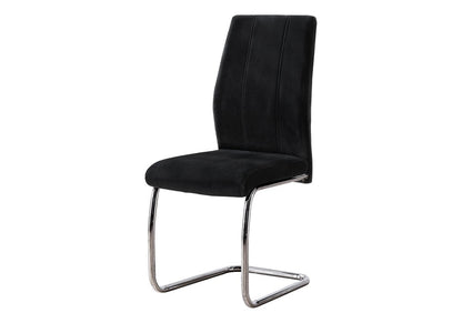 Set of Two Black And Silver Upholstered Velvet Dining Side Chairs