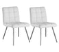 Set of Two Tufted White And Silver Upholstered Faux Leather Dining Side Chairs