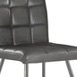 Set of Two Tufted Gray And Silver Upholstered Faux Leather Dining Side Chairs