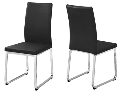 Set of Two Gray And Silver Upholstered Faux Leather Dining Side Chairs