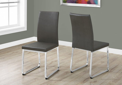 Set of Two Black And Silver Upholstered Faux Leather Dining Side Chairs
