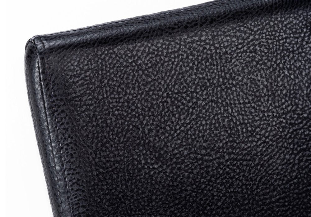 Set of Two Black Upholstered Faux Leather Dining Side Chairs