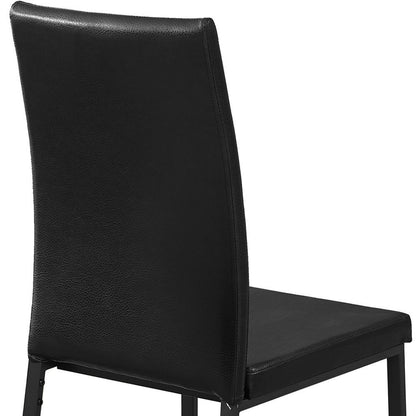 Set of Two Black Upholstered Faux Leather Dining Side Chairs
