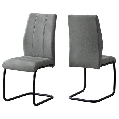 Set of Two Gray And Black Upholstered Polyester Dining Side Chairs