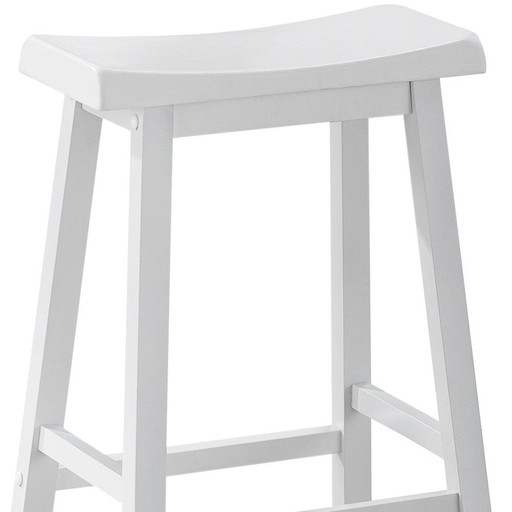 Set of Two 48" White Solid Wood Backless Bar Chairs