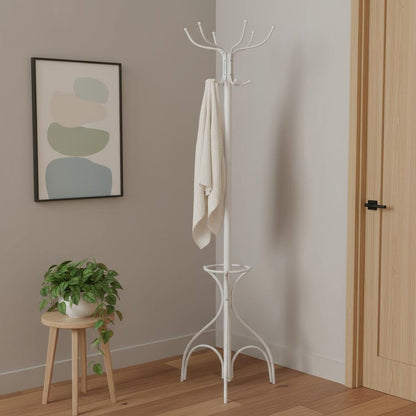 18" X 18" X 70" White  Metal  Coat Rack