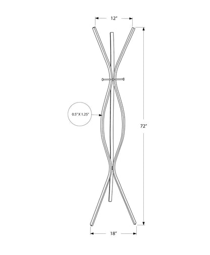 72" Black Metal Coat Rack