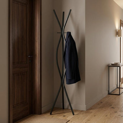 72" Black Metal Coat Rack