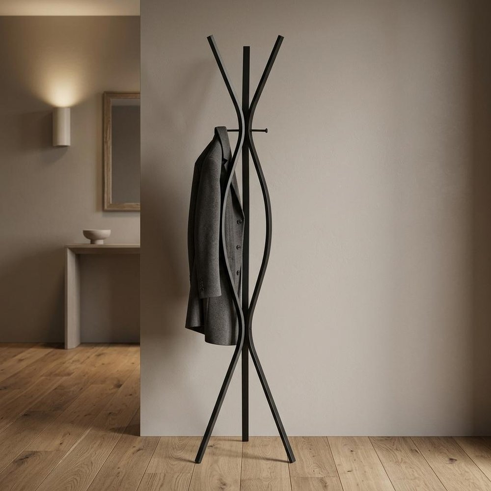 72" Black Metal Coat Rack