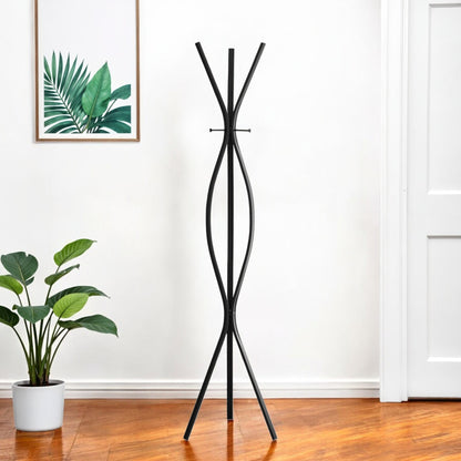 72" Black Metal Coat Rack