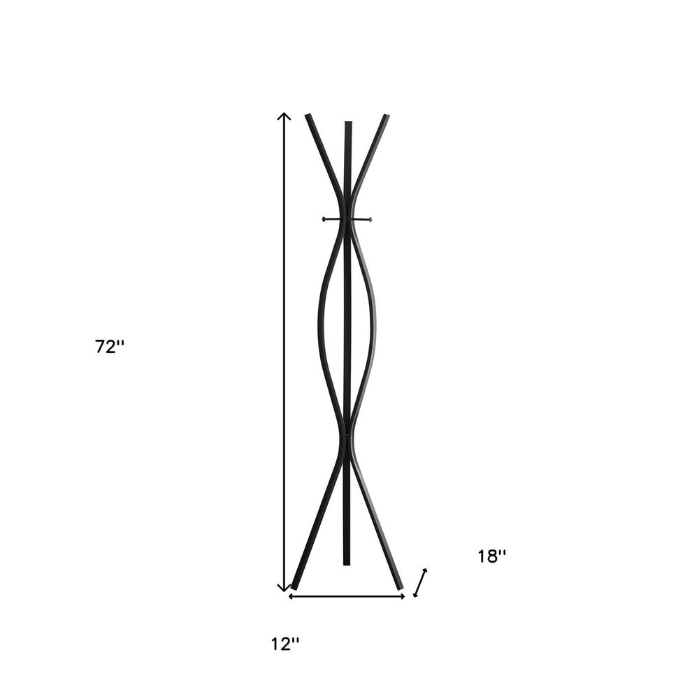 72" Black Metal Coat Rack