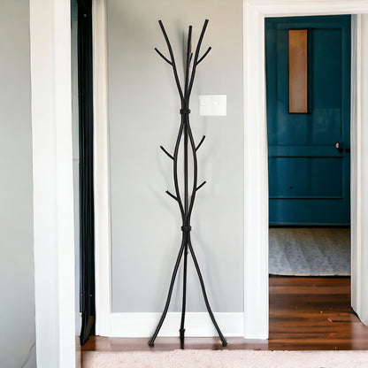 74" Black Metal Modern Tree Branch Coat Rack