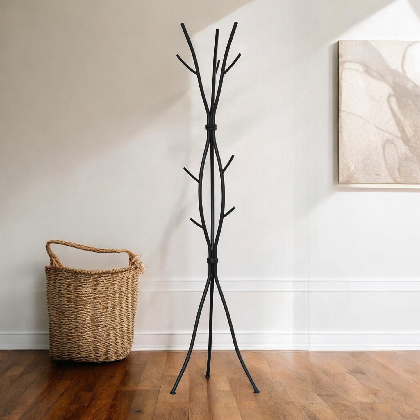 74" Black Metal Modern Tree Branch Coat Rack