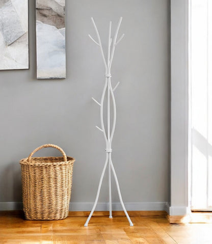 74" White Metal Modern Tree Branch Coat Rack