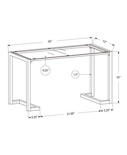 42" Clear and Black Glass Console Table