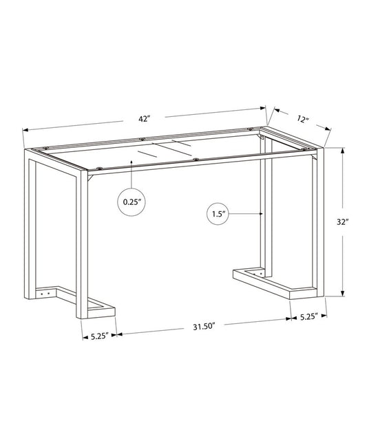 42" Clear and Black Glass Console Table