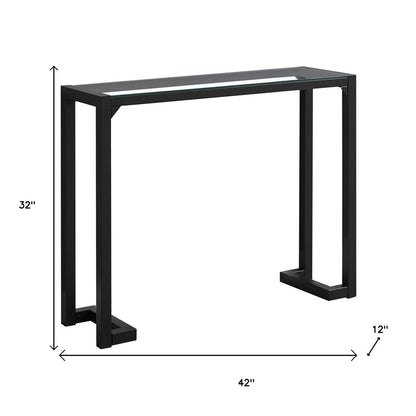 42" Clear and Black Glass Console Table