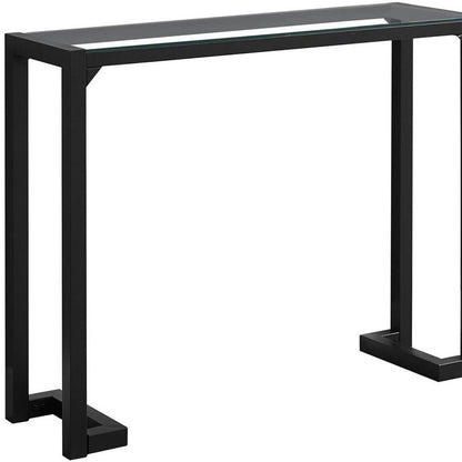 42" Clear and Black Glass Console Table