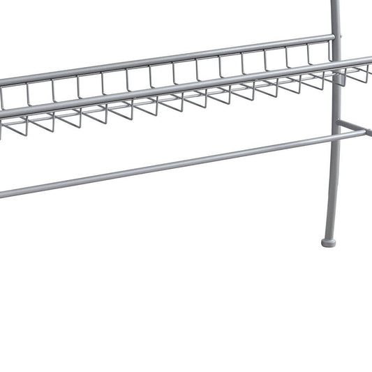 42" Clear and Silver Glass and Metal Console Table With Shelf