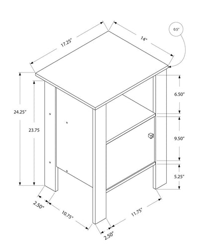 24" Black Wood Nightstand