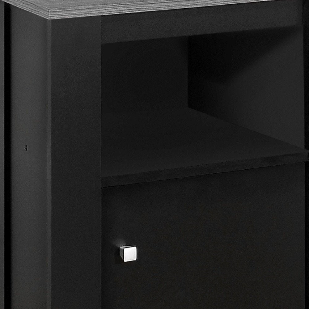 24" Black Wood Nightstand