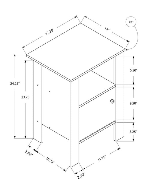 24" Espresso Wood Nightstand
