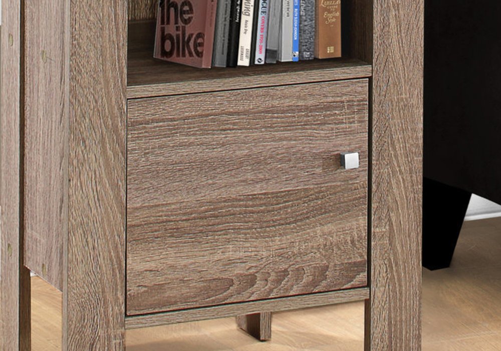 24" Deep Taupe Wood End Table With Shelf