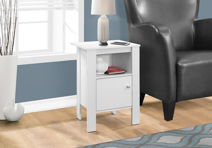 24" White Wood End Table With Shelf