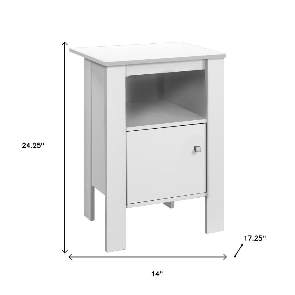 24" White Wood End Table With Shelf