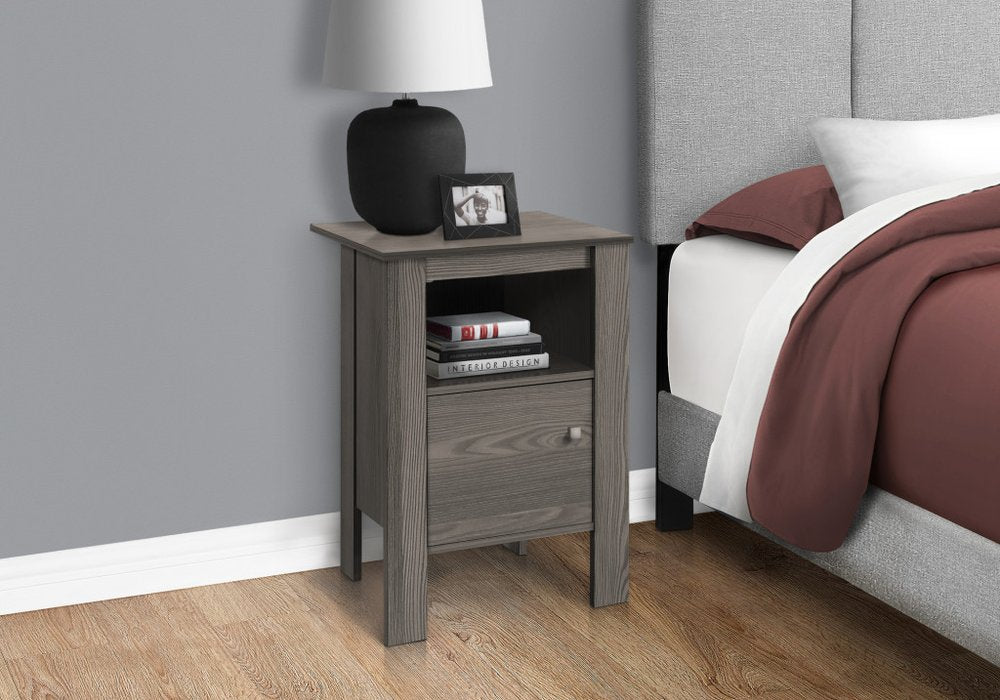 24" Gray Wood End Table With Shelf