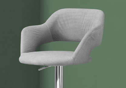 Light Gray And Silver Fabric And Metal Low Back Bar Chair