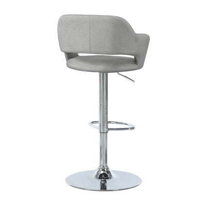 Light Gray And Silver Fabric And Metal Low Back Bar Chair