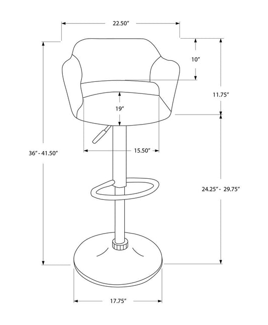 Light Gray and Silver Metal Low Back Bar Chair