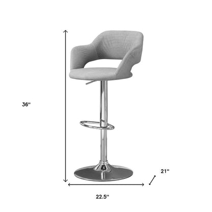 Light Gray and Silver Metal Low Back Bar Chair