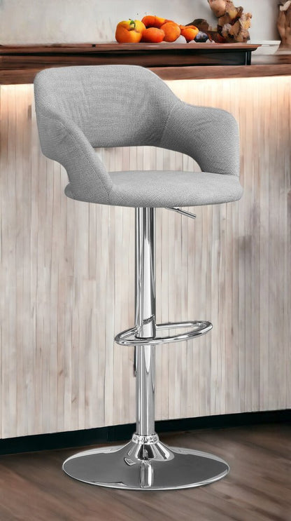 Light Gray and Silver Metal Low Back Bar Chair