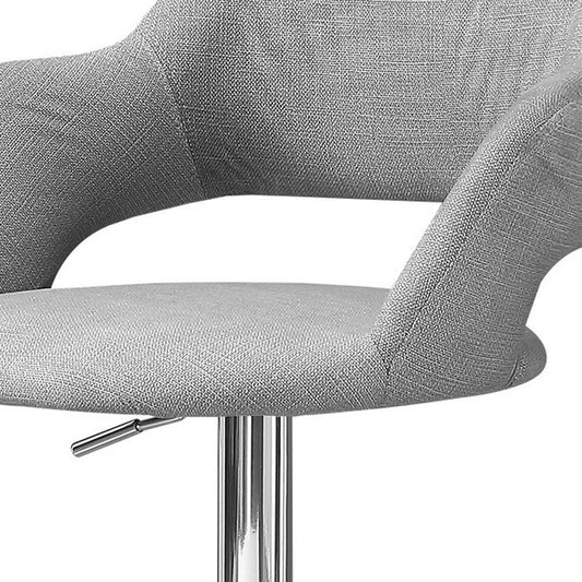 Light Gray And Silver Fabric And Metal Low Back Bar Chair