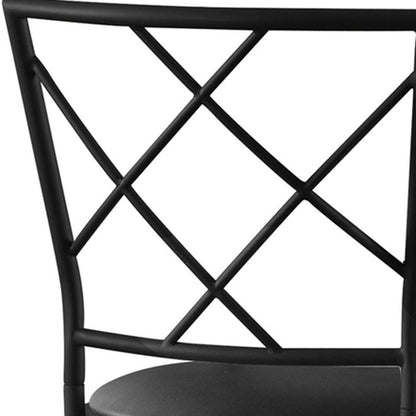 Set of Two 28" Black Leather Match And Metal Bar Chairs
