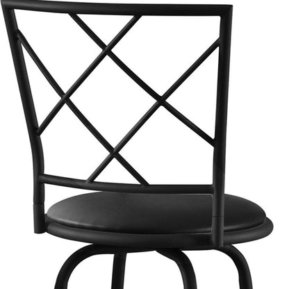 Set of Two 28" Black Leather Match And Metal Bar Chairs