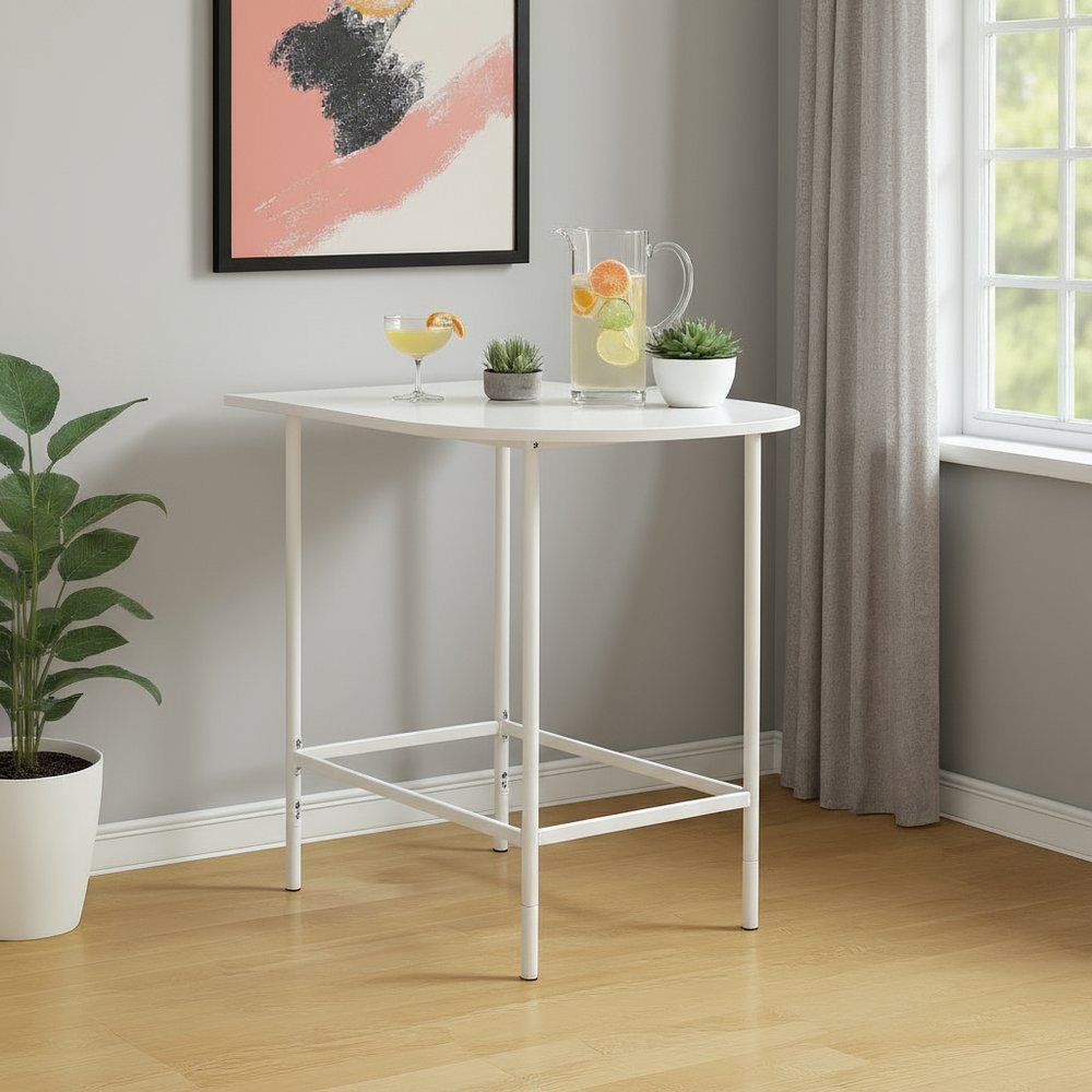 24" White Free Form Manufactured Wood Bar Table
