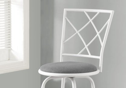 Set of Two 28" Gray and White Metal Bar Chairs