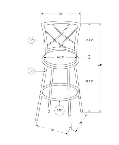 Set of Two 28" Gray and White Metal Bar Chairs