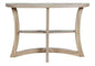 47" Taupe Half Moon Three Leg Console Table With Shelves