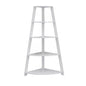 White Wood Four Tier Corner Bookcase