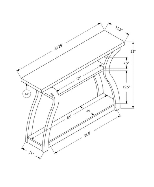 47" White Floor Shelf Console Table With Shelves